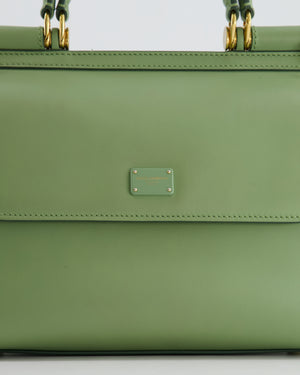 Dolce & Gabbana Pistachio Green Sicily 58 Top Handle Bag With Gold Hardware RRP £1,600