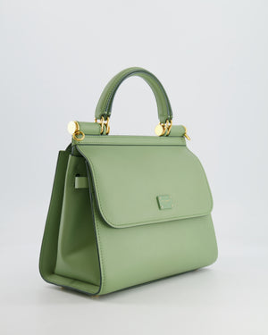 Dolce & Gabbana Pistachio Green Sicily 58 Top Handle Bag With Gold Hardware RRP £1,600