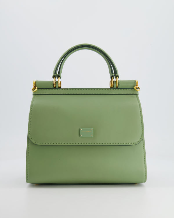 Dolce & Gabbana Pistachio Green Sicily 58 Top Handle Bag With Gold Hardware RRP £1,600