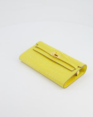 *RARE* Hermès Kelly To Go Bag in Jaune Mimosa Alligator Mississippiensis Leather with Gold Hardware