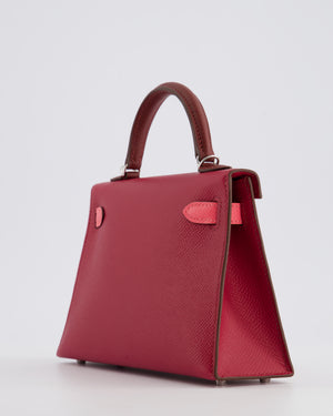 *RARE* Hermès Mini Kelly II Tricolour 20cm Bag In Rubis, Rose Azalee and Rouge H Epsom Leather with Palladium Hardware