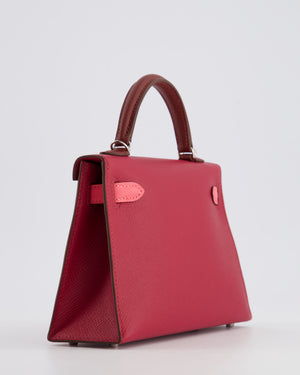 *RARE* Hermès Mini Kelly II Tricolour 20cm Bag In Rubis, Rose Azalee and Rouge H Epsom Leather with Palladium Hardware