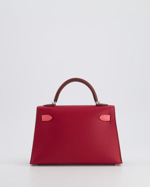 *RARE* Hermès Mini Kelly II Tricolour 20cm Bag In Rubis, Rose Azalee and Rouge H Epsom Leather with Palladium Hardware