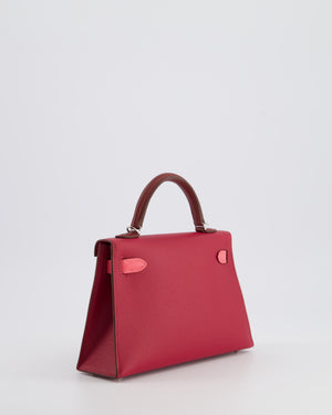 *RARE* Hermès Mini Kelly II Tricolour 20cm Bag In Rubis, Rose Azalee and Rouge H Epsom Leather with Palladium Hardware