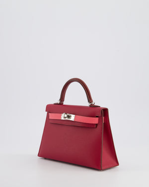 *RARE* Hermès Mini Kelly II Tricolour 20cm Bag In Rubis, Rose Azalee and Rouge H Epsom Leather with Palladium Hardware