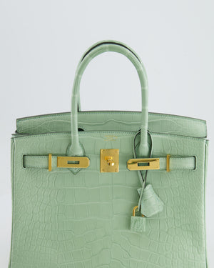 *SUPER RARE* Hermés Birkin 30cm Retourne Bag in Vert d'Eau Alligator Mississippiensis with Gold Hardware