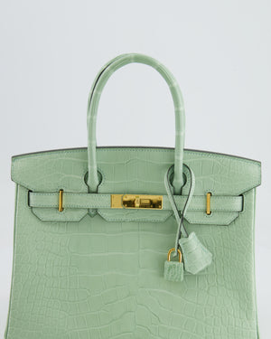 *SUPER RARE* Hermés Birkin 30cm Retourne Bag in Vert d'Eau Alligator Mississippiensis with Gold Hardware