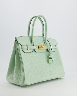 *SUPER RARE* Hermés Birkin 30cm Retourne Bag in Vert d'Eau Alligator Mississippiensis with Gold Hardware