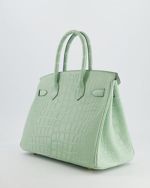 *SUPER RARE* Hermés Birkin 30cm Retourne Bag in Vert d'Eau Alligator Mississippiensis with Gold Hardware