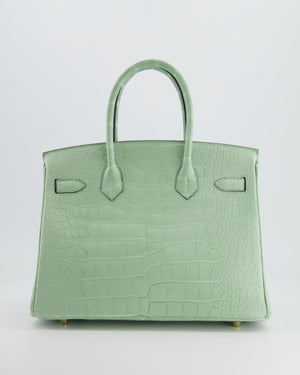 *SUPER RARE* Hermés Birkin 30cm Retourne Bag in Vert d'Eau Alligator Mississippiensis with Gold Hardware