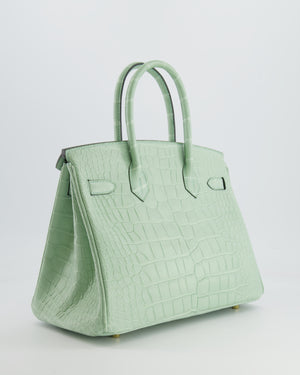 *SUPER RARE* Hermés Birkin 30cm Retourne Bag in Vert d'Eau Alligator Mississippiensis with Gold Hardware