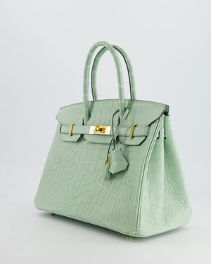 *SUPER RARE* Hermés Birkin 30cm Retourne Bag in Vert d'Eau Alligator Mississippiensis with Gold Hardware