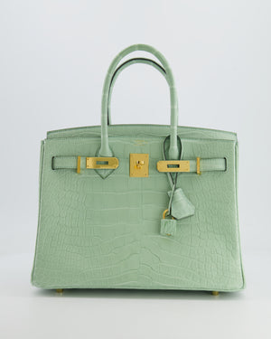 *SUPER RARE* Hermés Birkin 30cm Retourne Bag in Vert d'Eau Alligator Mississippiensis with Gold Hardware