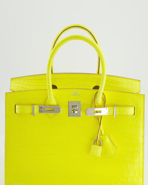 *RARE* Hermès Birkin 30cm Bag Sellier in Jaune Citron Crocodile Niloticus with Palladium Hardware