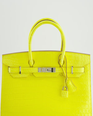 *RARE* Hermès Birkin 30cm Bag Sellier in Jaune Citron Crocodile Niloticus with Palladium Hardware