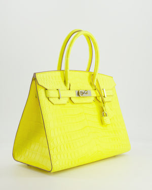 *RARE* Hermès Birkin 30cm Bag Sellier in Jaune Citron Crocodile Niloticus with Palladium Hardware