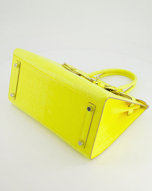 *RARE* Hermès Birkin 30cm Bag Sellier in Jaune Citron Crocodile Niloticus with Palladium Hardware