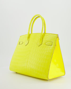 *RARE* Hermès Birkin 30cm Bag Sellier in Jaune Citron Crocodile Niloticus with Palladium Hardware