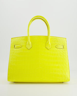 *RARE* Hermès Birkin 30cm Bag Sellier in Jaune Citron Crocodile Niloticus with Palladium Hardware