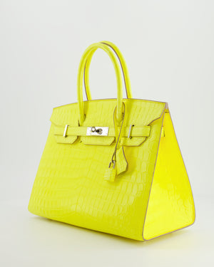 *RARE* Hermès Birkin 30cm Bag Sellier in Jaune Citron Crocodile Niloticus with Palladium Hardware