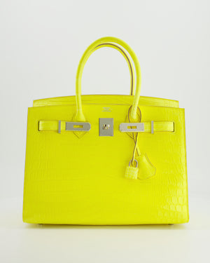 *RARE* Hermès Birkin 30cm Bag Sellier in Jaune Citron Crocodile Niloticus with Palladium Hardware