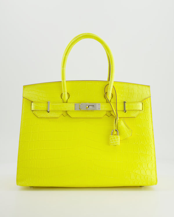 *RARE* Hermès Birkin 30cm Bag Sellier in Jaune Citron Crocodile Niloticus with Palladium Hardware