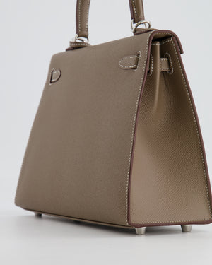 Hermès Kelly Sellier 25cm Bag in Etoupe Epsom Leather with Palladium Hardware