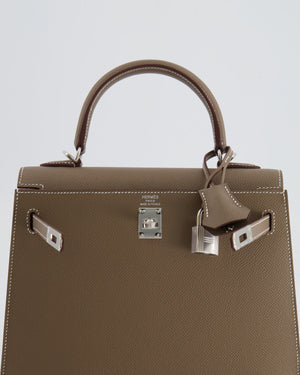 Hermès Kelly Sellier 25cm Bag in Etoupe Epsom Leather with Palladium Hardware