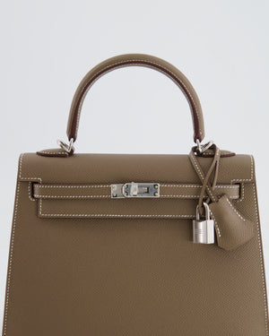 Hermès Kelly Sellier 25cm Bag in Etoupe Epsom Leather with Palladium Hardware