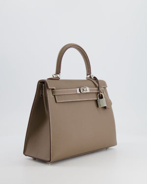 Hermès Kelly Sellier 25cm Bag in Etoupe Epsom Leather with Palladium Hardware