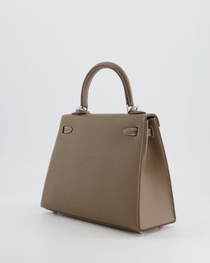 Hermès Kelly Sellier 25cm Bag in Etoupe Epsom Leather with Palladium Hardware