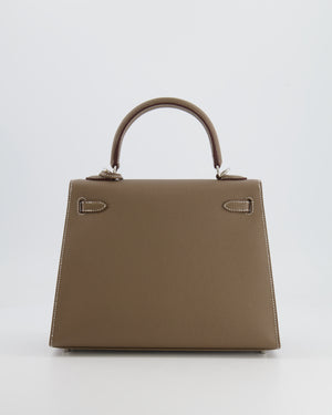 Hermès Kelly Sellier 25cm Bag in Etoupe Epsom Leather with Palladium Hardware