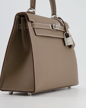 Hermès Kelly Sellier 25cm Bag in Etoupe Epsom Leather with Palladium Hardware