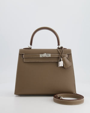 Hermès Kelly Sellier 25cm Bag in Etoupe Epsom Leather with Palladium Hardware