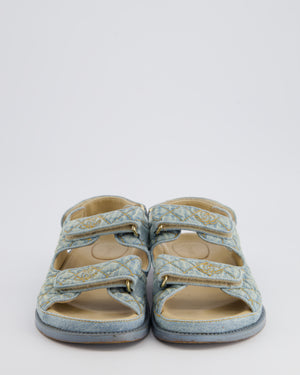 Chanel Blue Denim Quilted Dad Sandals Size EU 37.5