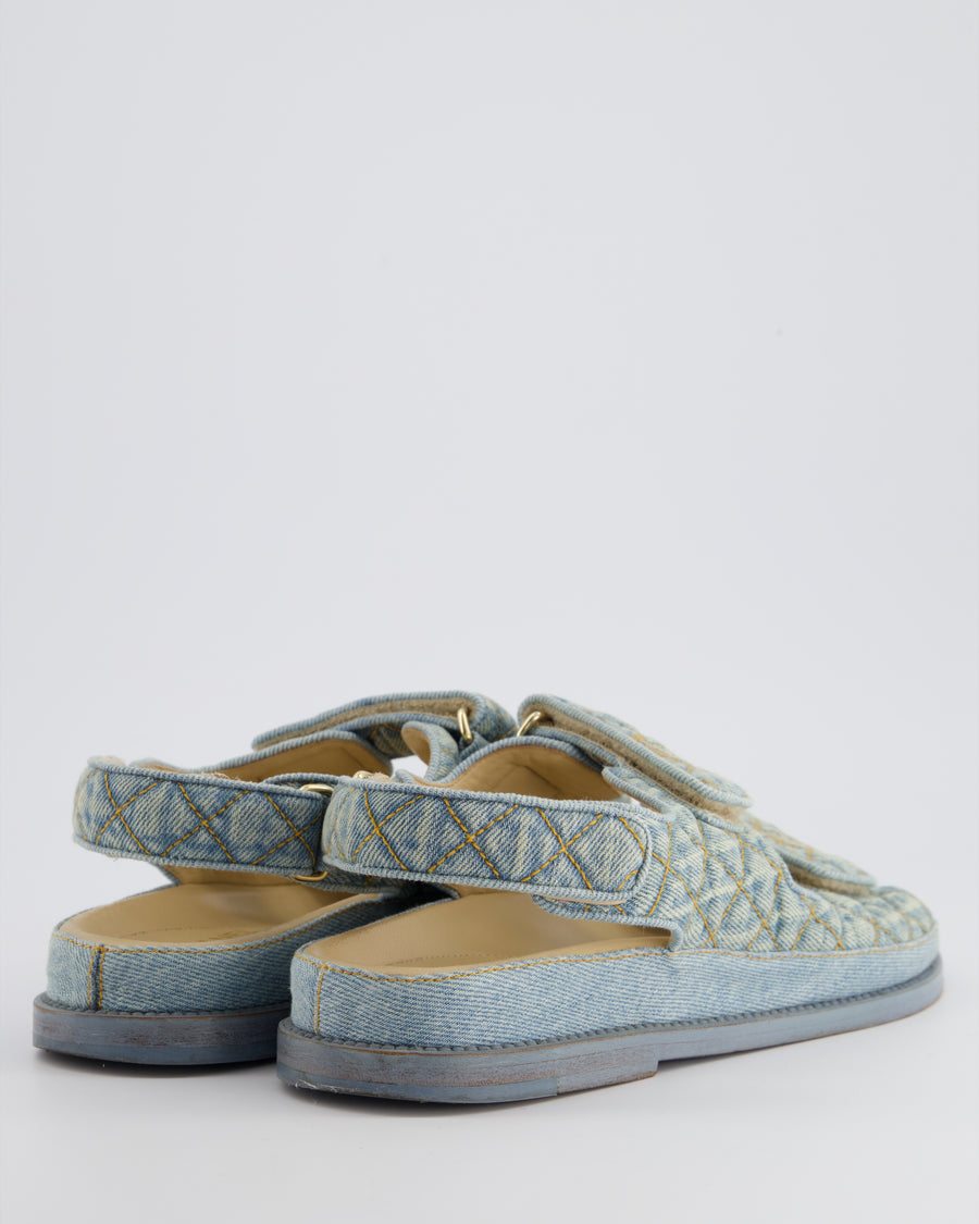 Chanel Blue Denim Quilted Dad Sandals Size EU 37.5