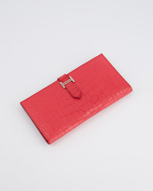 Hermès Bearn Wallet in Bougainvillea with Palladium Hardware