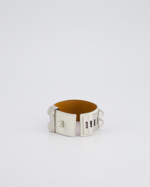 Hermès White Collier de Chien Bracelet in Swift Leather with Palladium Hardware Size 2 (Medium)