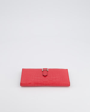 Hermès Bearn Wallet in Bougainvillea with Palladium Hardware