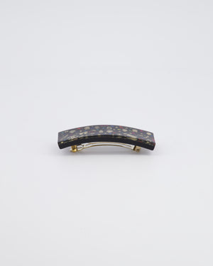 Chanel Black Acrylic Hair Clip With Metallic No.5 Details