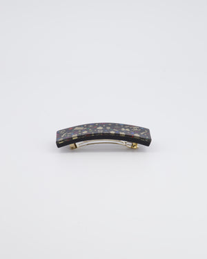 Chanel Black Acrylic Hair Clip With Metallic No.5 Details