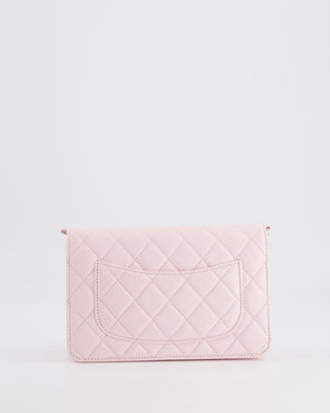 *HOT* Chanel Baby Pink Wallet on Chain in Lambskin Leather with Pearl Strap and Champagne Gold Hardware