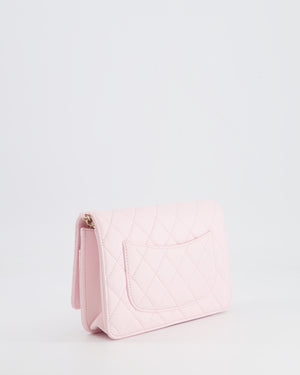 *HOT* Chanel Baby Pink Wallet on Chain in Lambskin Leather with Pearl Strap and Champagne Gold Hardware