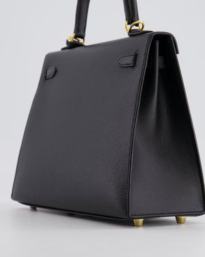 Hermès Kelly Sellier 25cm Bag in Black Epsom Leather with Gold Hardware