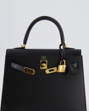 Hermès Kelly Sellier 25cm Bag in Black Epsom Leather with Gold Hardware