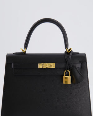 Hermès Kelly Sellier 25cm Bag in Black Epsom Leather with Gold Hardware