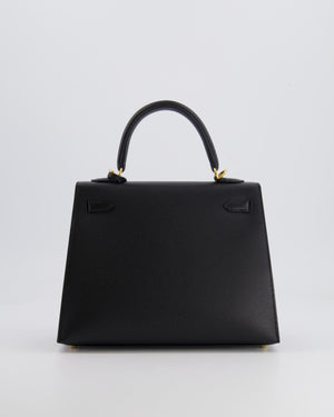 Hermès Kelly Sellier 25cm Bag in Black Epsom Leather with Gold Hardware