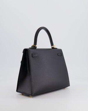 Hermès Kelly Sellier 25cm Bag in Black Epsom Leather with Gold Hardware