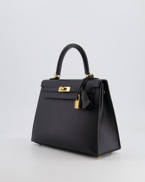 Hermès Kelly Sellier 25cm Bag in Black Epsom Leather with Gold Hardware