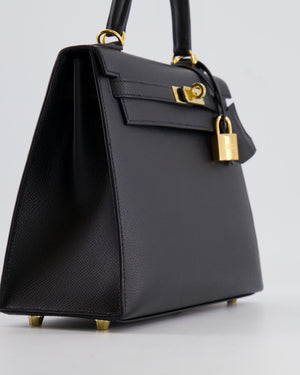 Hermès Kelly Sellier 25cm Bag in Black Epsom Leather with Gold Hardware